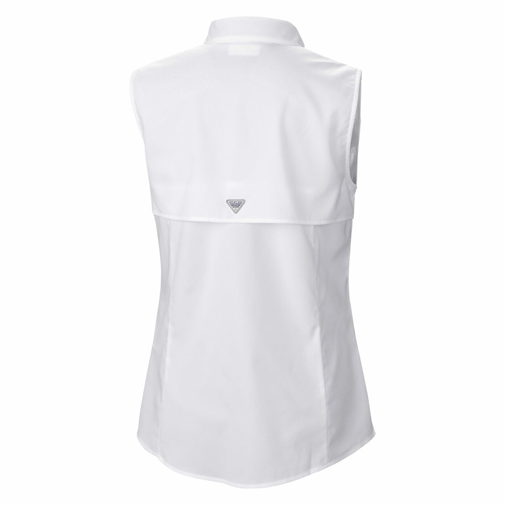 Houston Texans Women's PFG Tamiami Omni-Shade Sleeveless Button-Up Shirt - White