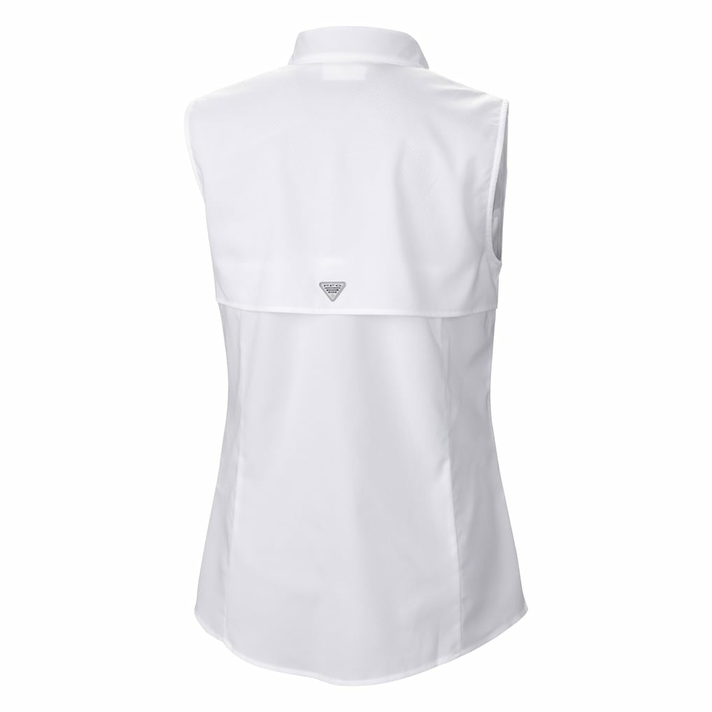 Miami Dolphins Women's PFG Tamiami Omni-Shade Sleeveless Button-Up Shirt - White