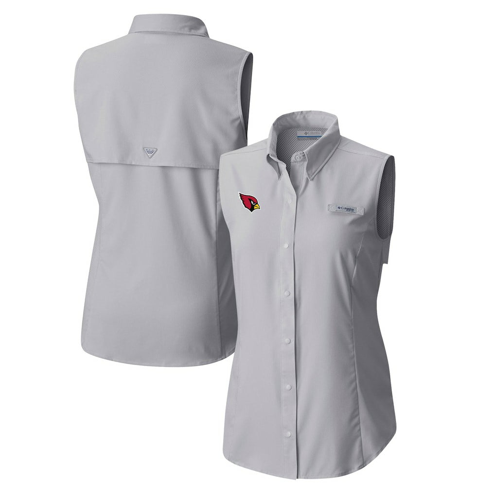 Arizona Cardinals Women's PFG Tamiami Omni-Shade Sleeveless Button-Up Shirt - Gray