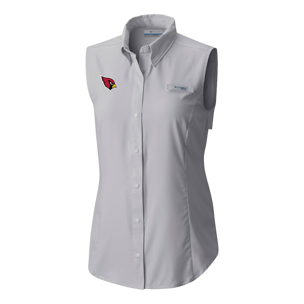 Arizona Cardinals Women's PFG Tamiami Omni-Shade Sleeveless Button-Up Shirt - Gray