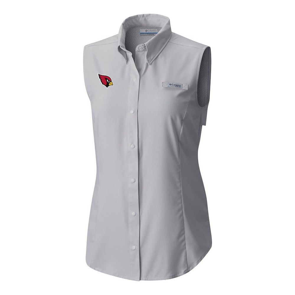 Arizona Cardinals Women's PFG Tamiami Omni-Shade Sleeveless Button-Up Shirt - Gray