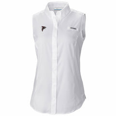 Atlanta Falcons Women's PFG Tamiami Omni-Shade Sleeveless Button-Up Shirt - White