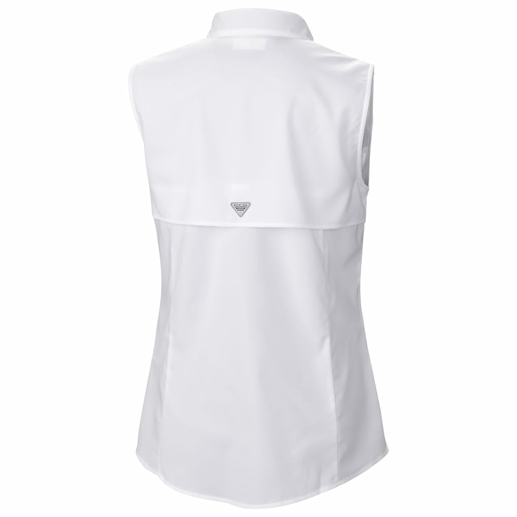 Atlanta Falcons Women's PFG Tamiami Omni-Shade Sleeveless Button-Up Shirt - White