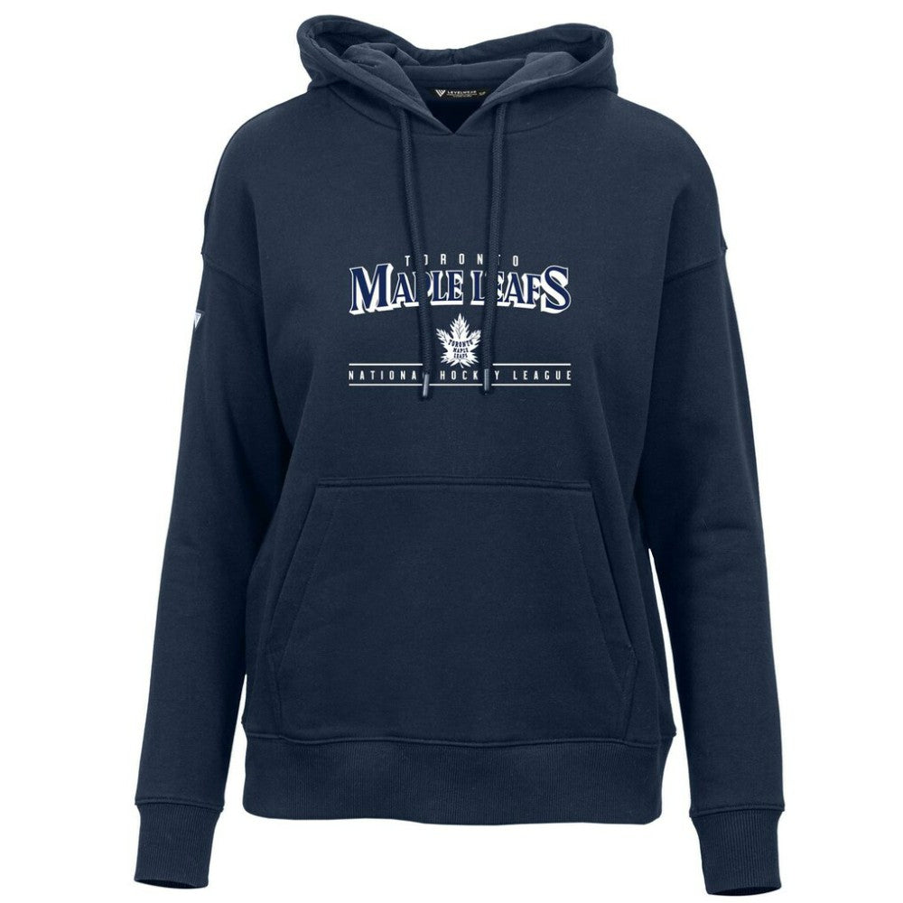 Toronto Maple Leafs Levelwear Women's Retro Adorn Spellout Pullover Hoodie - Navy | US 201275449