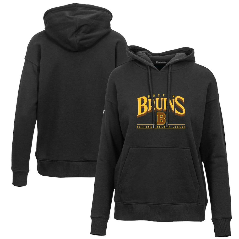 Boston Bruins Levelwear Women's Retro Adorn Spellout Pullover Hoodie - Black | US 201275456