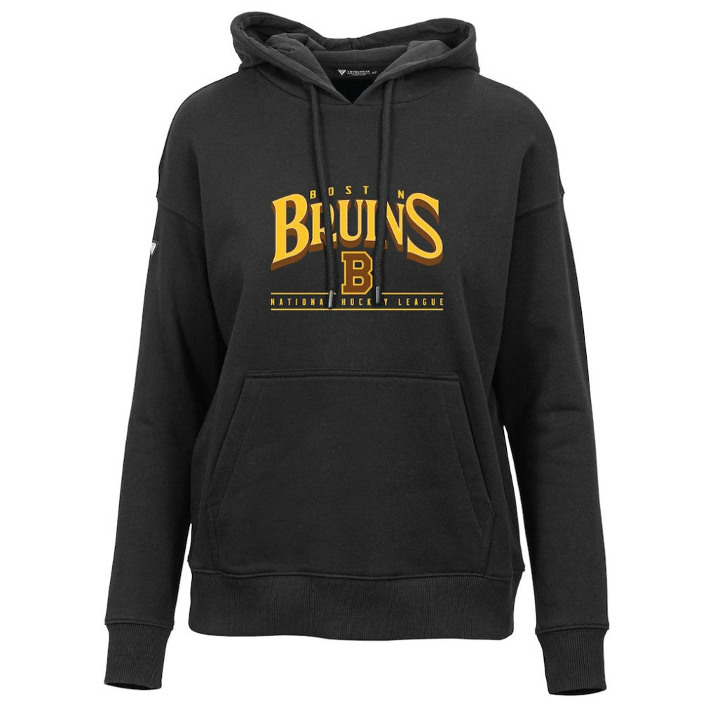 Boston Bruins Levelwear Women's Retro Adorn Spellout Pullover Hoodie - Black | US 201275456