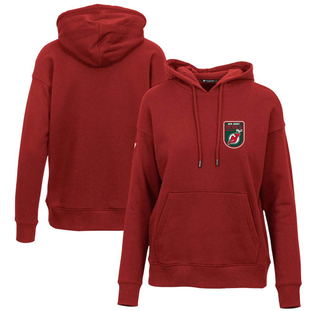 New Jersey Devils Levelwear Women's Retro Adorn Pullover Hoodie - Red | US 201275468