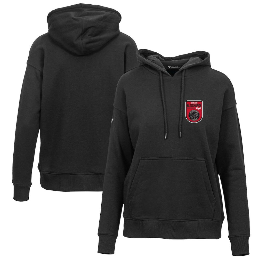 Chicago Blackhawks Levelwear Women's Retro Adorn Pullover Hoodie - Black | US 201275476