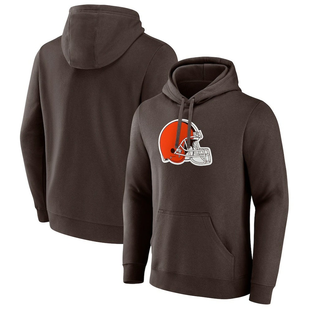 Cleveland Browns Primary Logo Pullover Hoodie - Brown Hoodies