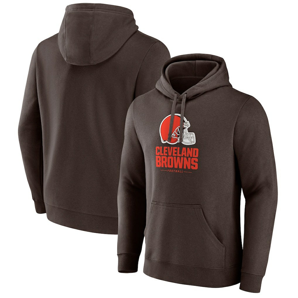 Cleveland Browns Team Lockup Pullover Hoodie - Brown Hoodies