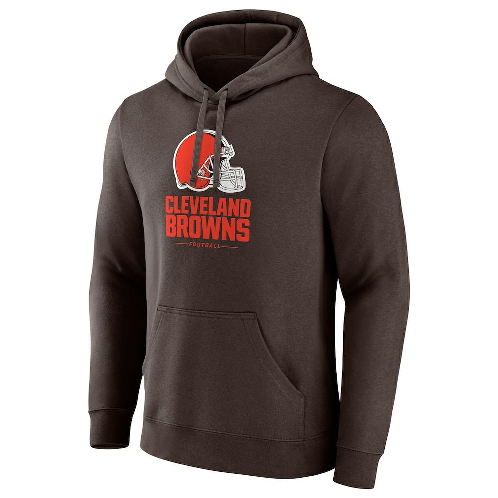 Cleveland Browns Team Lockup Pullover Hoodie - Brown Hoodies