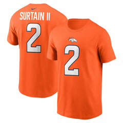 Patrick Surtain II Denver Broncos Name & Number T-Shirt - Orange T-shirts