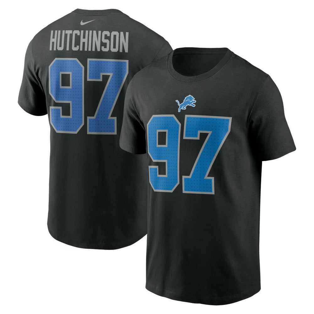 Aidan Hutchinson Detroit Lions Player Name & Number T-Shirt - Black T-shirts