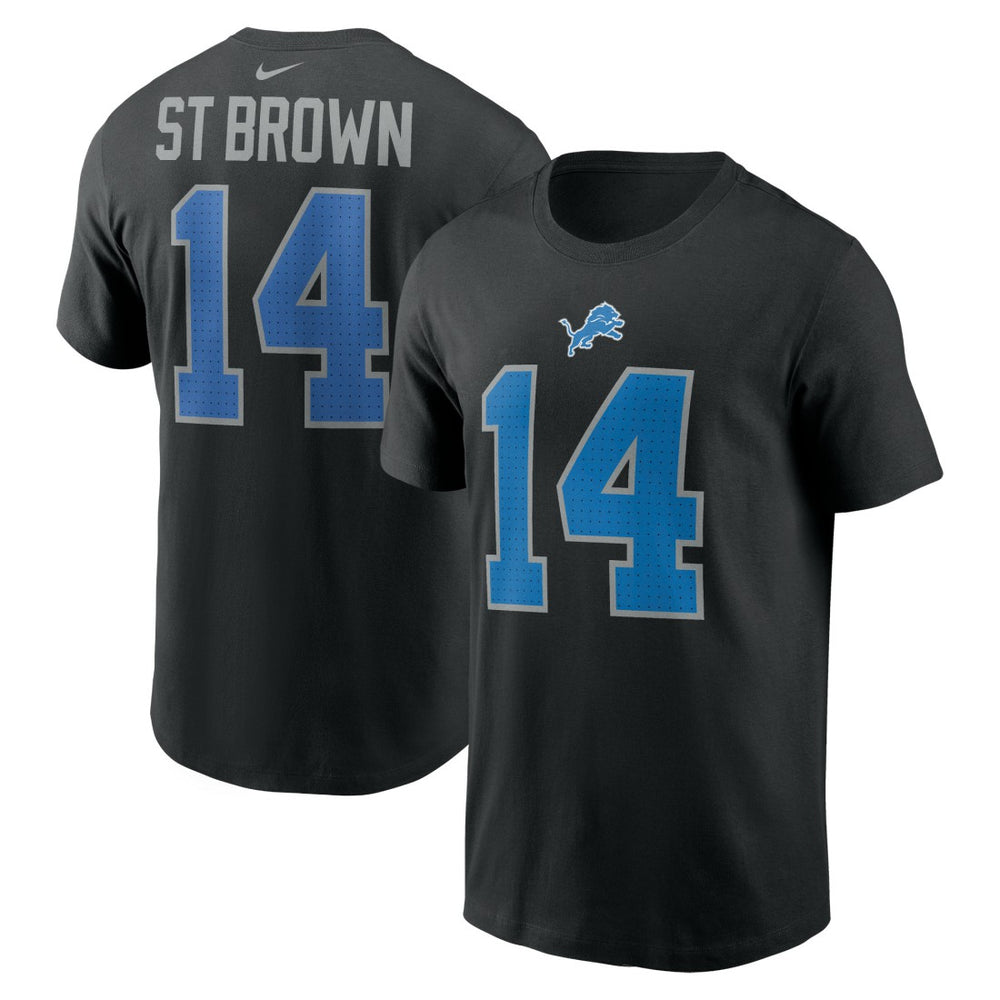 Amon-Ra St. Brown Detroit Lions Player Name & Number T-Shirt - Black T-shirts