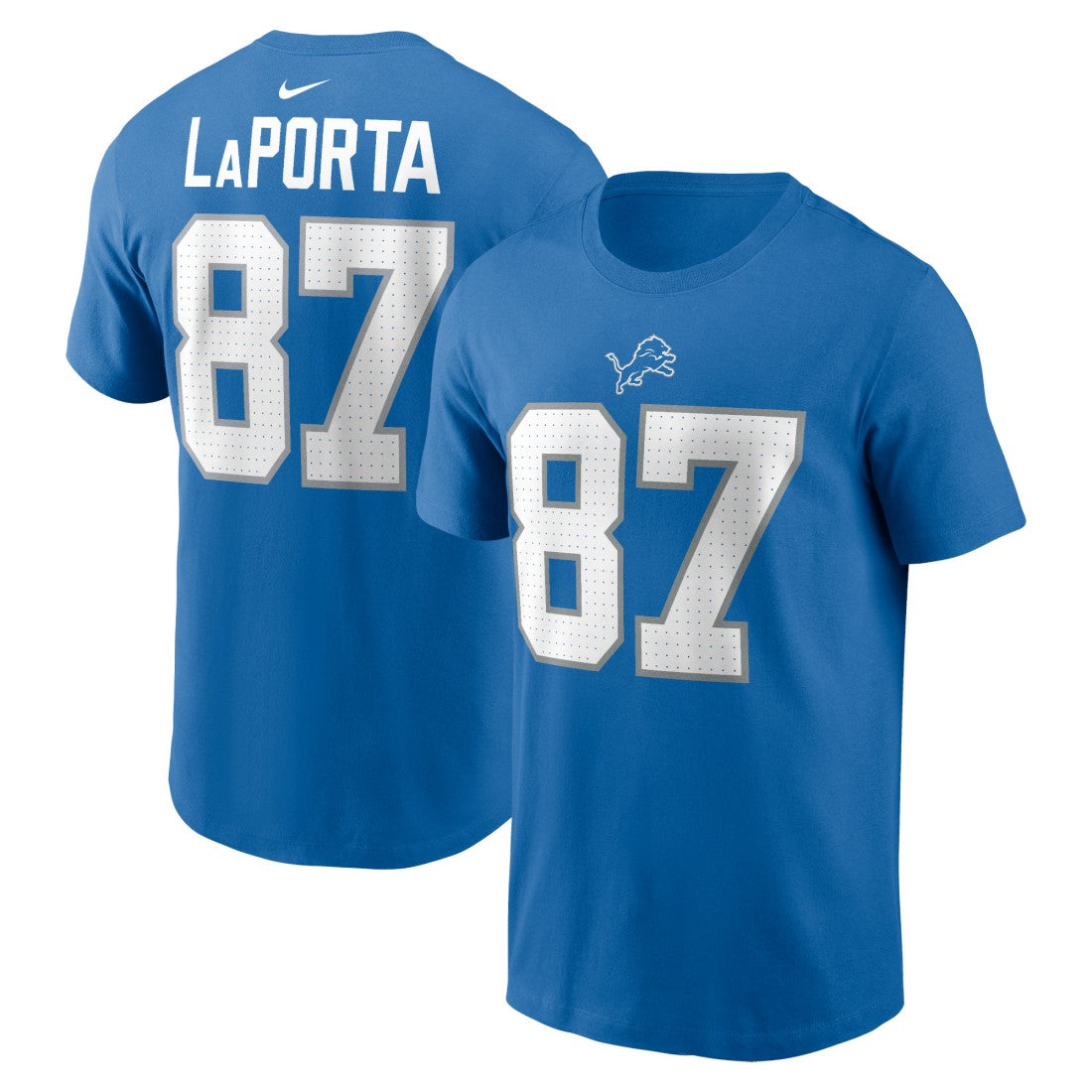 Sam LaPorta Detroit Lions Name & Number T-Shirt - Blue T-shirts