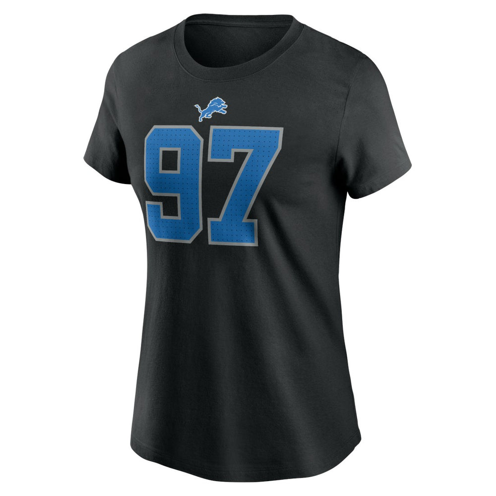 Aidan Hutchinson Detroit Lions Women's Player Name & Number T-Shirt - Black T-shirts