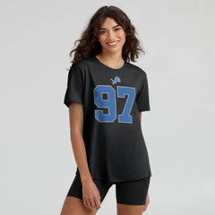 Aidan Hutchinson Detroit Lions Women's Player Name & Number T-Shirt - Black T-shirts
