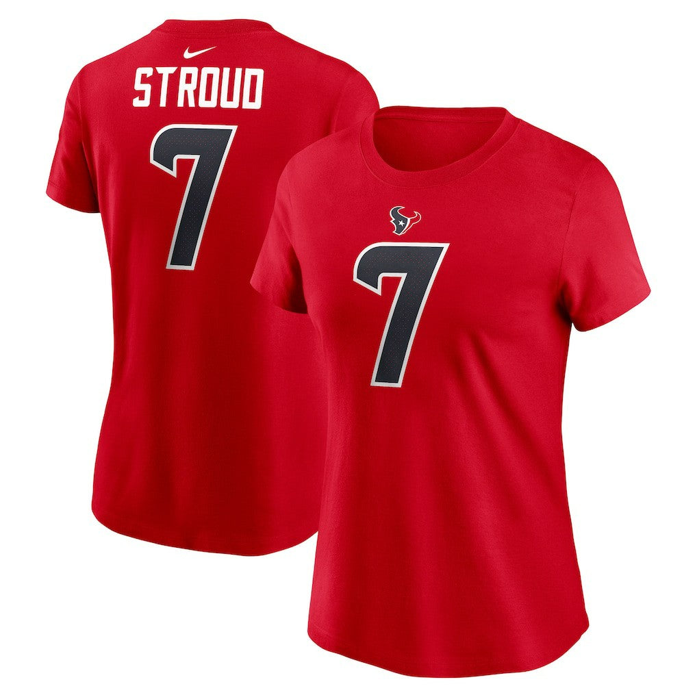 C.J. Stroud Houston Texans Women's Player Name & Number T-Shirt - Red T-shirts