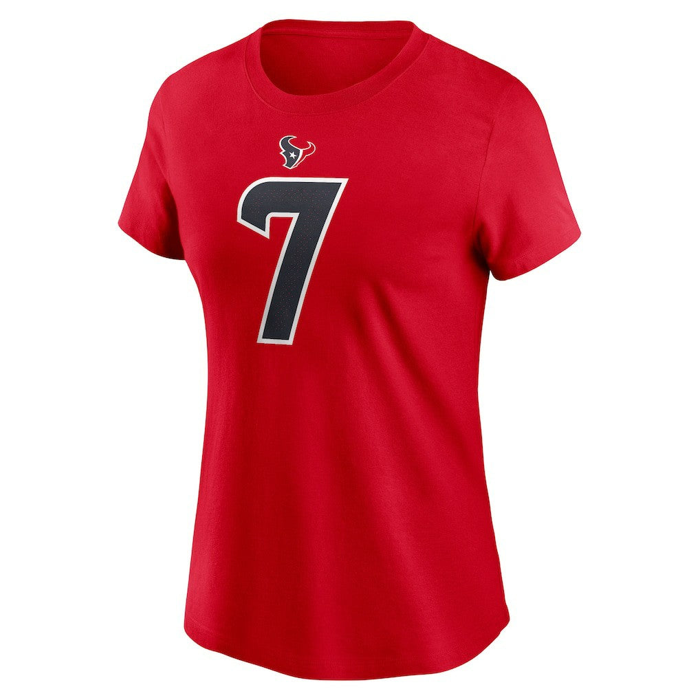C.J. Stroud Houston Texans Women's Player Name & Number T-Shirt - Red T-shirts