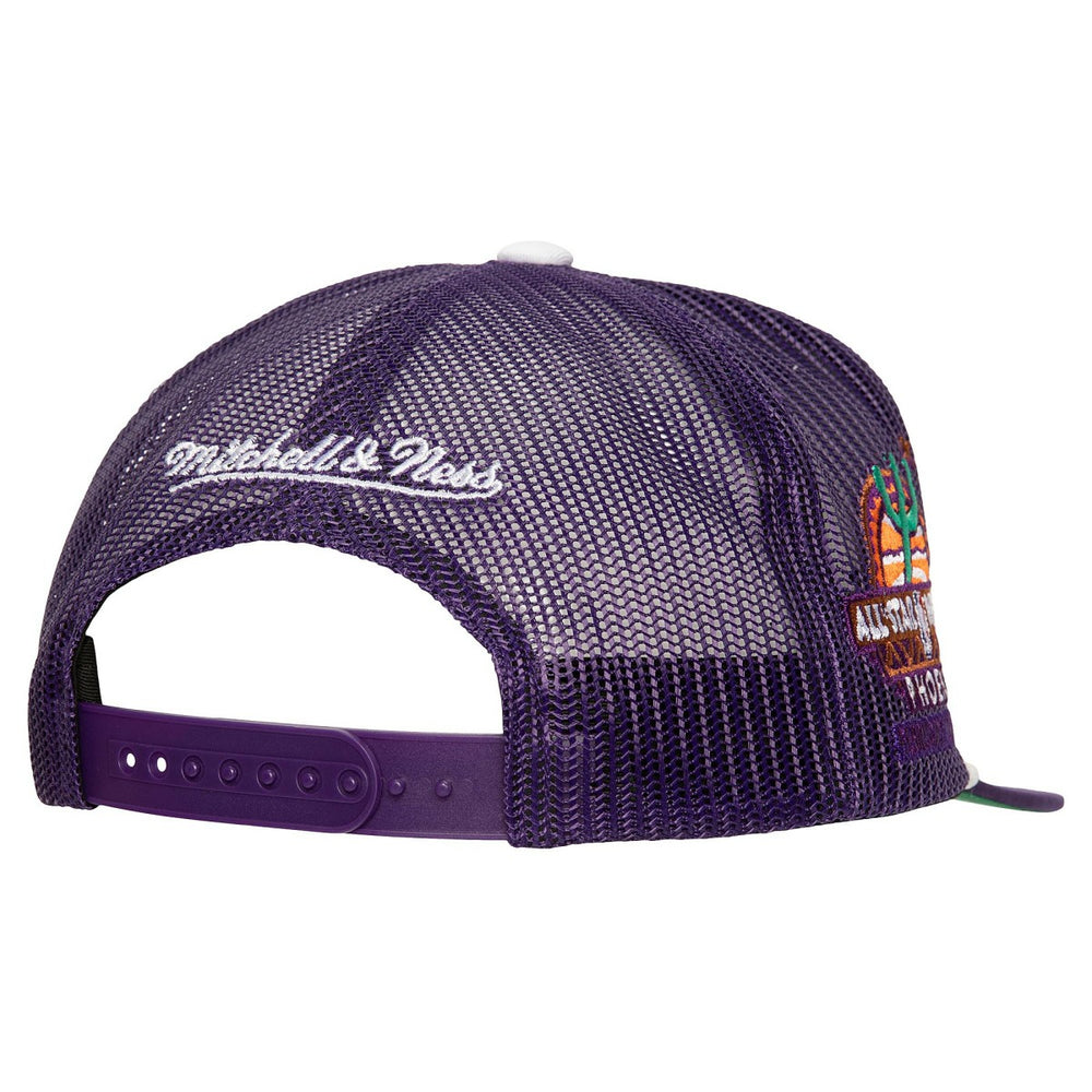 Phoenix Suns Roper Meshback Trucker Snapback Hat Purple - Mitchell & Ness