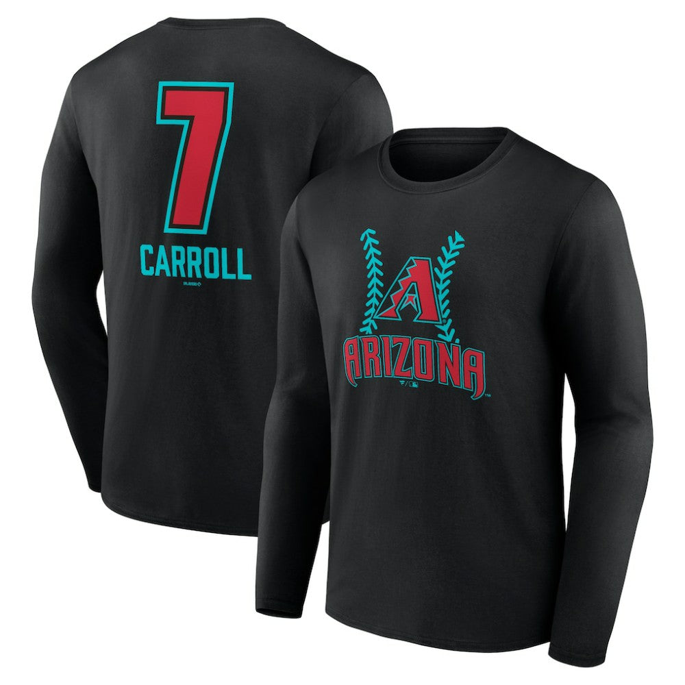 Corbin Carroll Arizona Diamondbacks Name & Number Fastball Long Sleeve T-Shirt - Black T-shirts