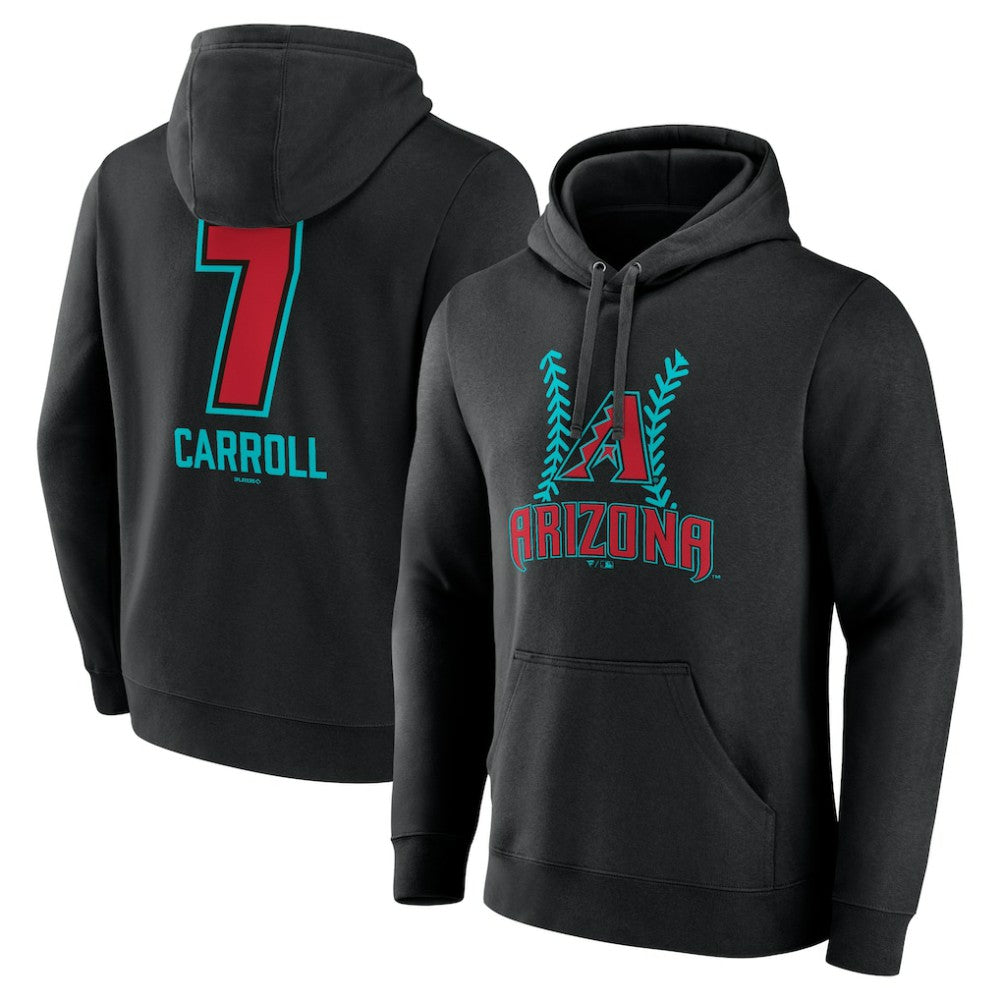 Corbin Carroll Arizona Diamondbacks Name & Number Fastball Pullover Hoodie - Black Hoodies