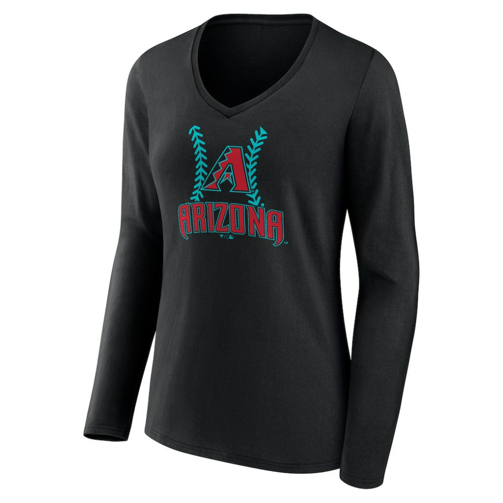 Corbin Carroll Arizona Diamondbacks Women's Name & Number Fastball V-Neck Long Sleeve T-Shirt - Black T-shirts