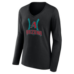 Corbin Carroll Arizona Diamondbacks Women's Name & Number Fastball V-Neck Long Sleeve T-Shirt - Black T-shirts
