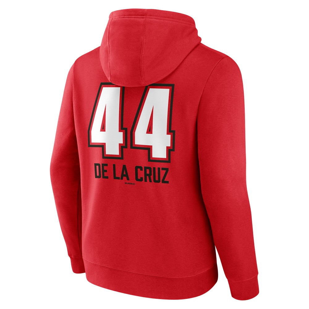 Elly De La Cruz Cincinnati Reds Name & Number Fastball Pullover Hoodie - Red Hoodies