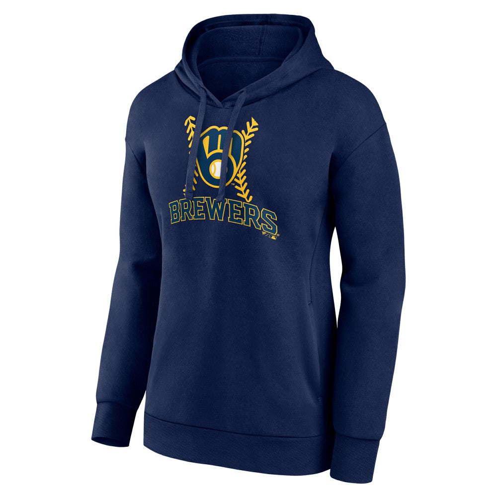 Christian Yelich Milwaukee Brewers Women's Name & Number Fastball Pullover Hoodie - Navy Hoodies