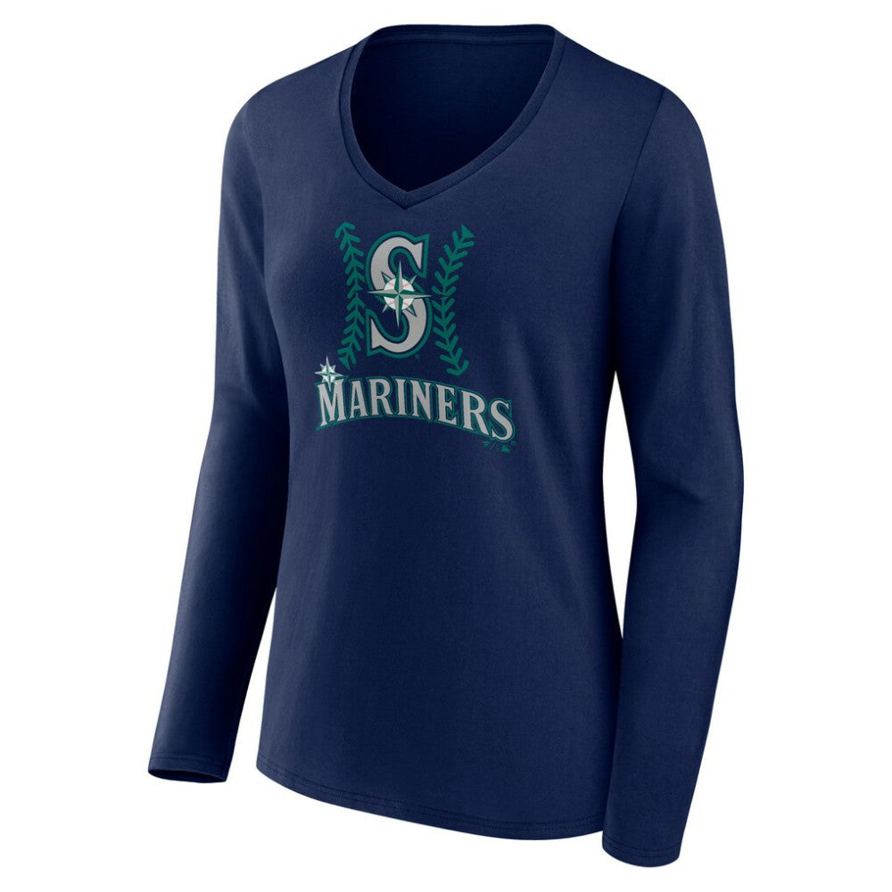 Julio Rodríguez Seattle Mariners Women's Name & Number Fastball V-Neck Long Sleeve T-Shirt - Navy T-shirts