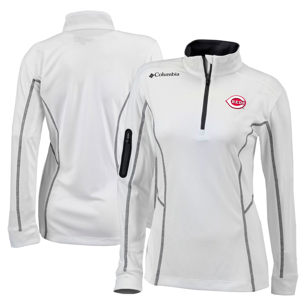 Cincinnati Reds Columbia Women's Omni-Wick Shotgun Quarter-Zip Pullover Top - White Pullover