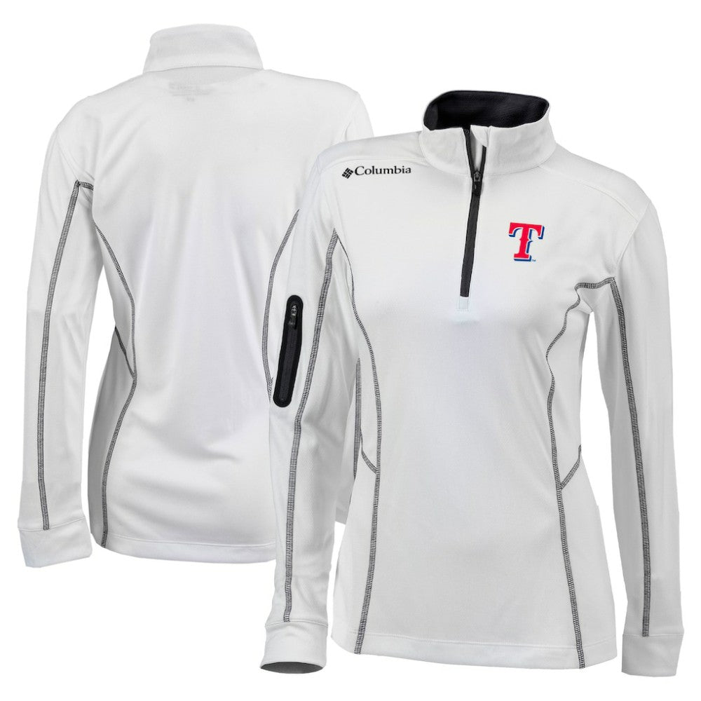 Texas Rangers Columbia Women's Omni-Wick Shotgun Quarter-Zip Pullover Top - White Pullover