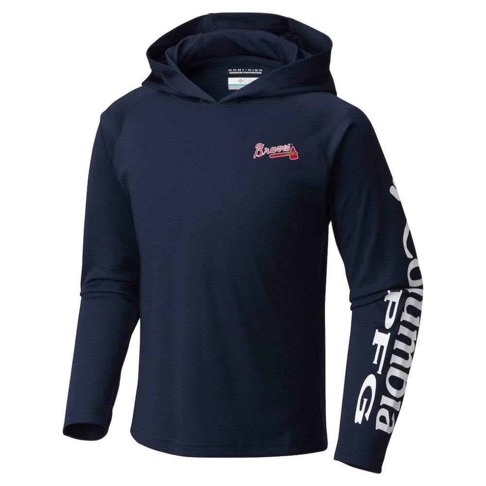 Atlanta Braves Columbia Youth Terminal Tackle Long Sleeve Hoodie T-Shirt - Navy Hoodies