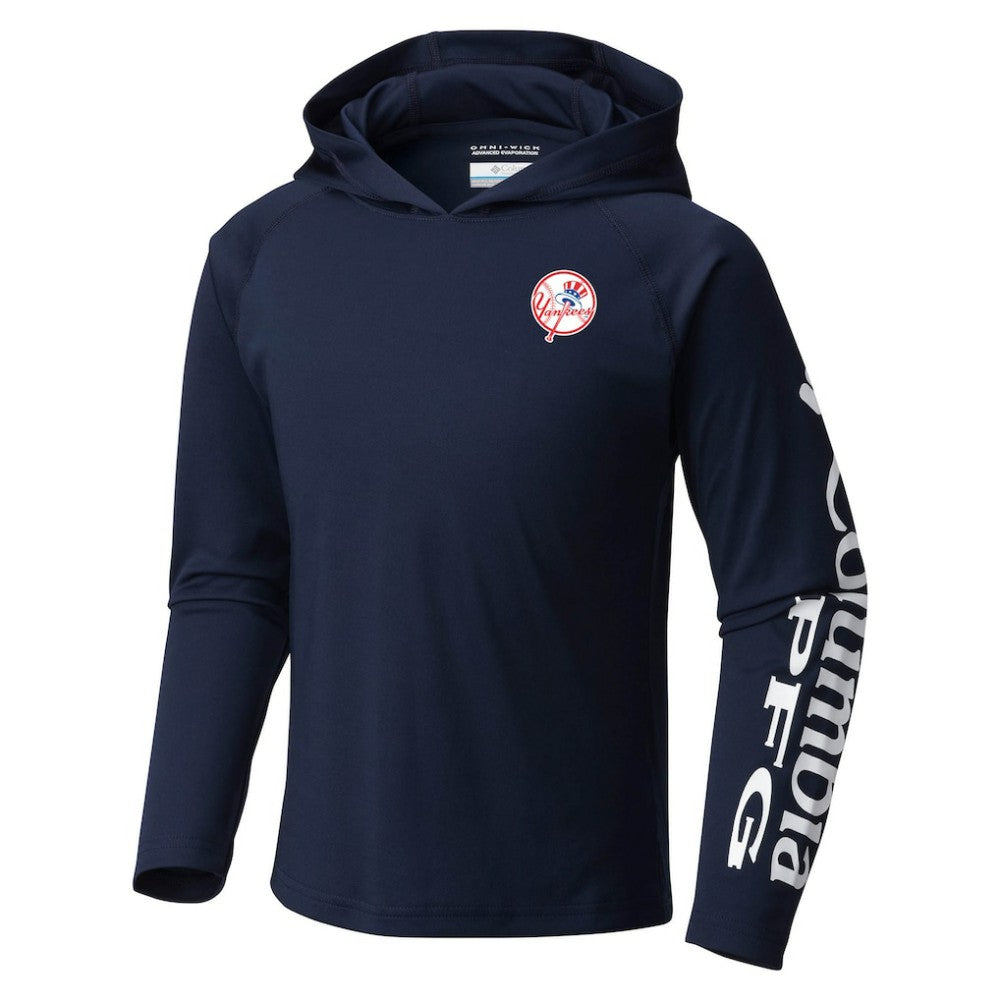 New York Yankees Columbia Youth Terminal Tackle Long Sleeve Hoodie T-Shirt - Navy Hoodies