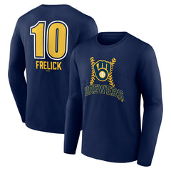 Sal Frelick Milwaukee Brewers Name & Number Fastball Long Sleeve T-Shirt - Navy T-shirts
