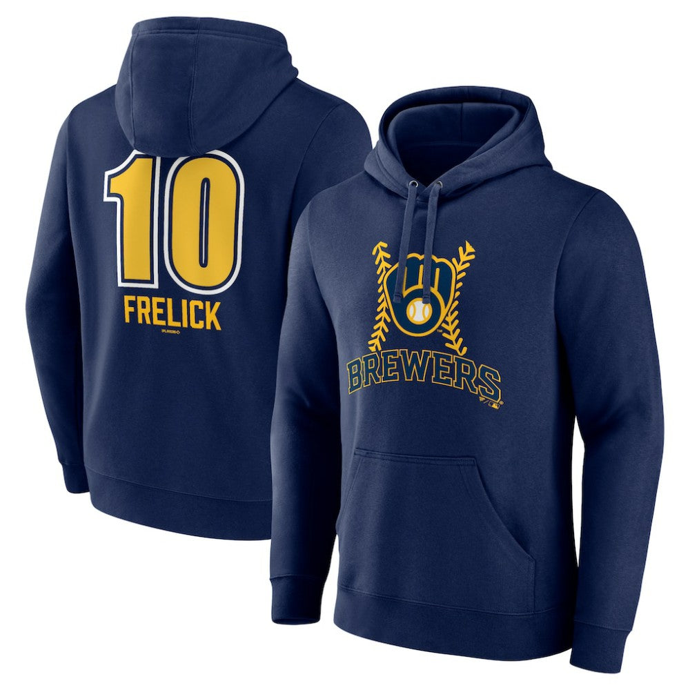 Sal Frelick Milwaukee Brewers Name & Number Fastball Pullover Hoodie - Navy Hoodies