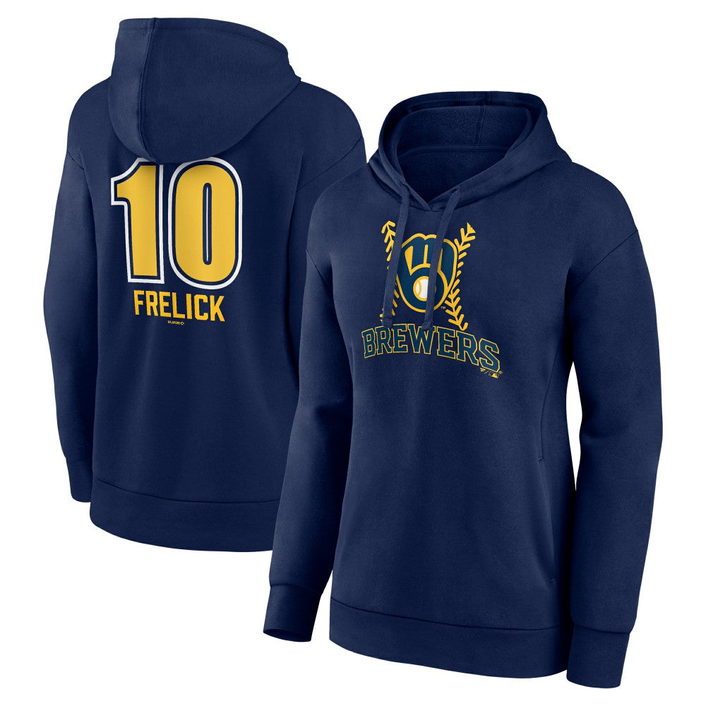 Sal Frelick Milwaukee Brewers Women's Name & Number Fastball Pullover Hoodie - Navy Hoodies