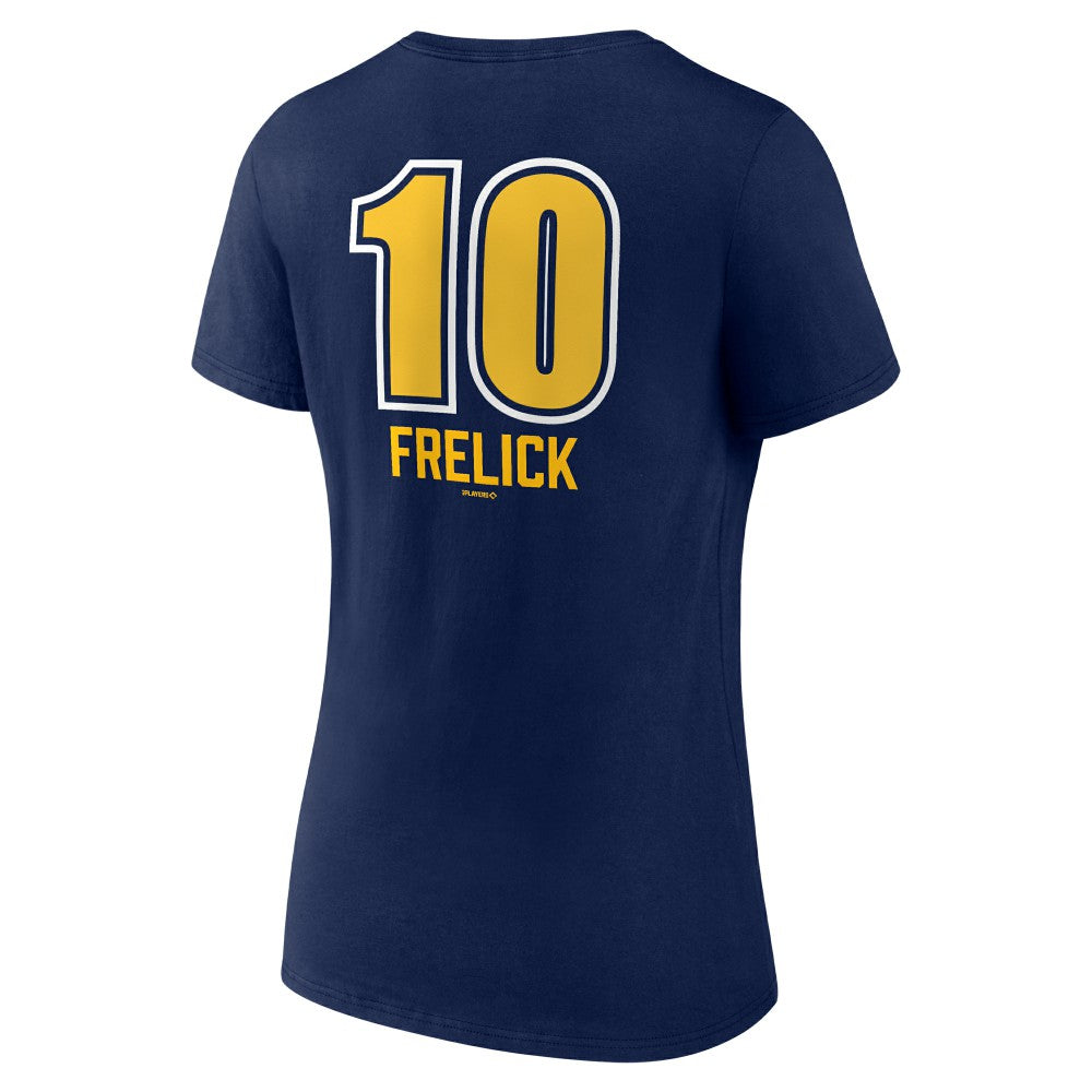 Sal Frelick Milwaukee Brewers Women's Name & Number Fastball V-Neck T-Shirt - Navy T-shirts