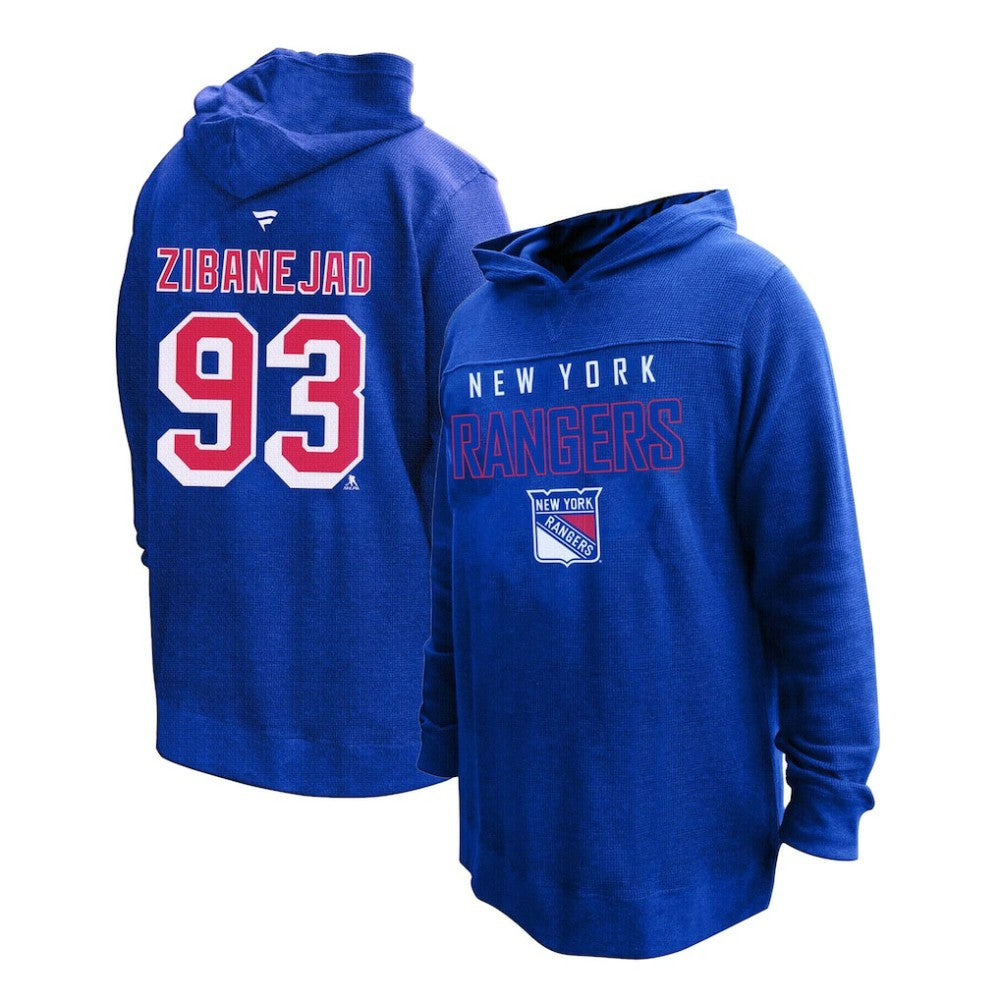 Mika Zibanejad New York Rangers Profile Women's Plus Size Name & Number Thermal Pullover Hoodie - Blue | US 201279780