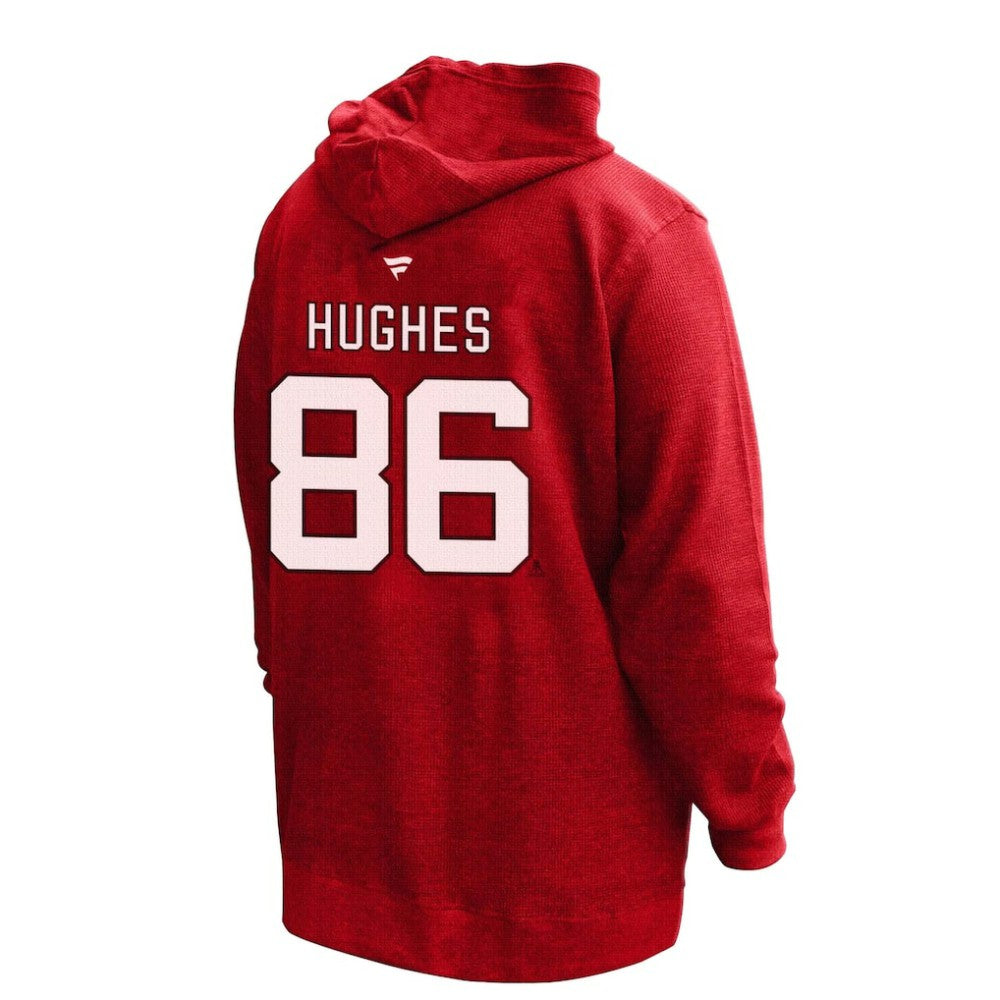 Jack Hughes New Jersey Devils Profile Women's Plus Size Name & Number Thermal Pullover Hoodie - Red | US 201279783