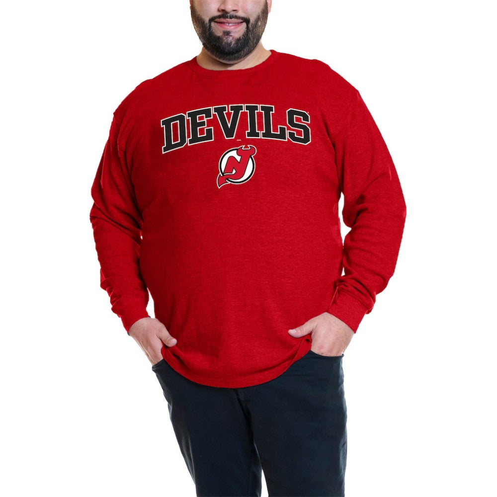 Jack Hughes New Jersey Devils Profile Big & Tall Name & Number Thermal Pullover Sweatshirt - Red | US 201279788