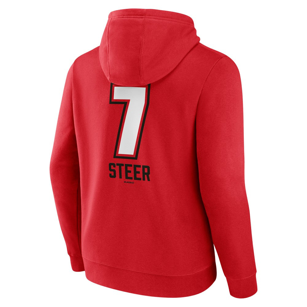 Spencer Steer Cincinnati Reds Name & Number Fastball Pullover Hoodie - Red Hoodies