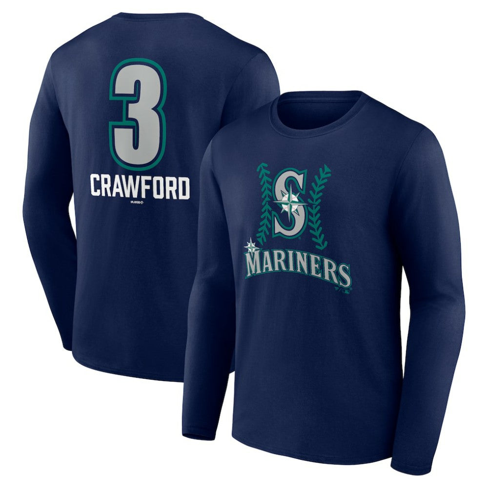 J.P. Crawford Seattle Mariners Name & Number Fastball Long Sleeve T-Shirt - Navy T-shirts
