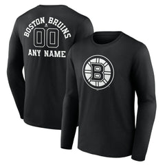 Boston Bruins Personalized Name & Number Monochrome Long Sleeve T-Shirt - Black | US 201281428