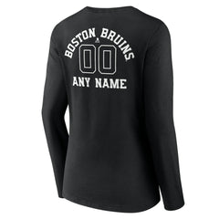 Boston Bruins Women's Personalized Name & Number Monochrome Long Sleeve V-Neck T-Shirt - Black | US 201281431