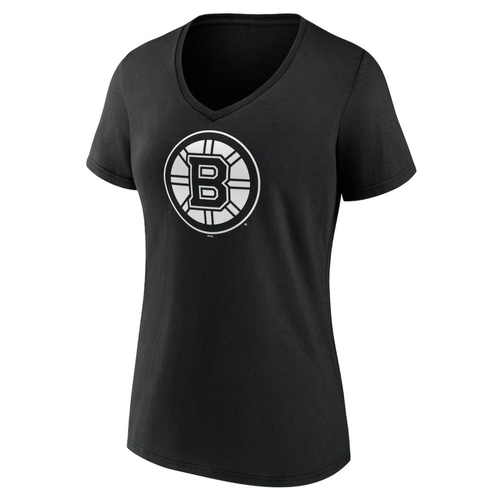 Boston Bruins Women's Personalized Name & Number Monochrome V-Neck T-Shirt - Black | US 201281433