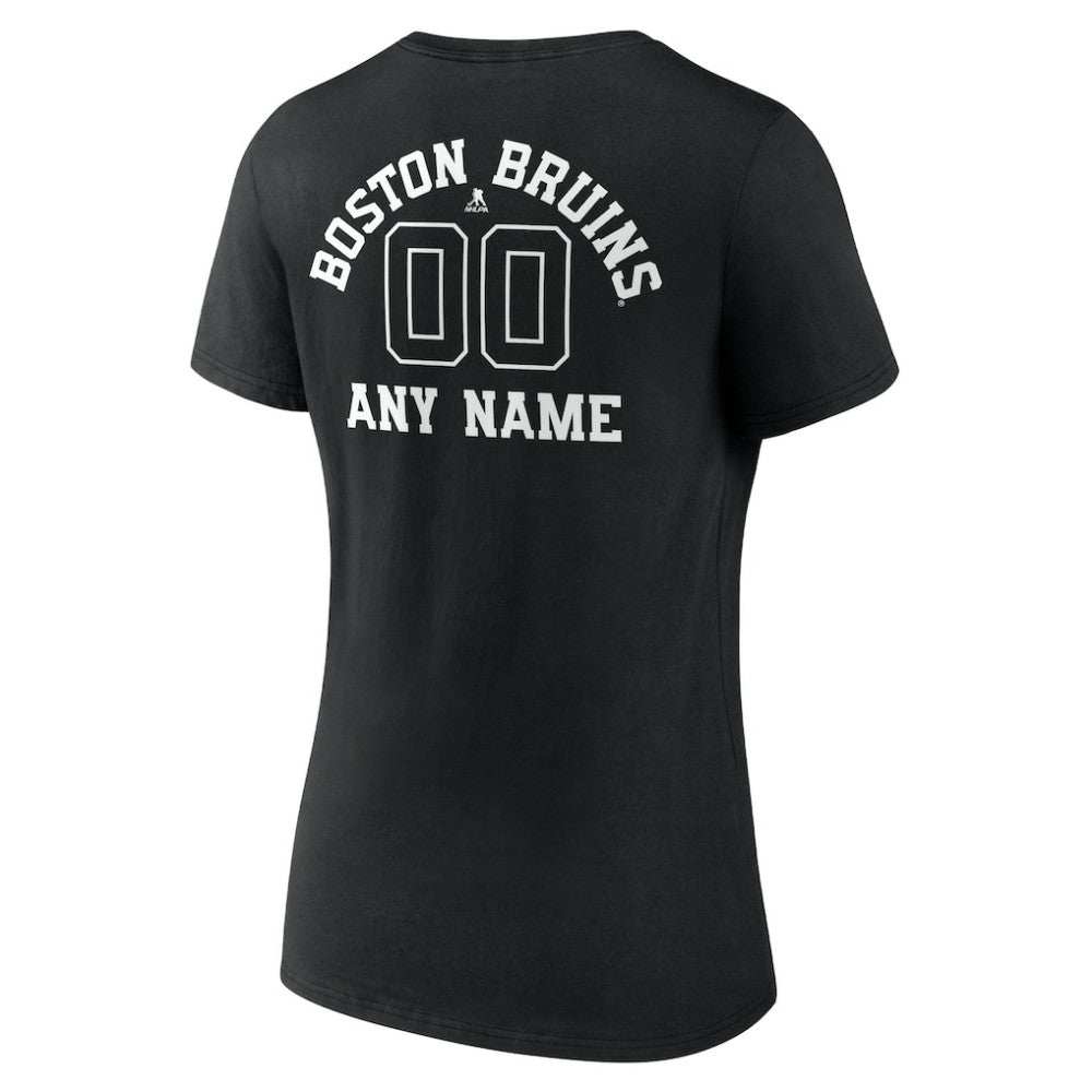 Boston Bruins Women's Personalized Name & Number Monochrome V-Neck T-Shirt - Black | US 201281433