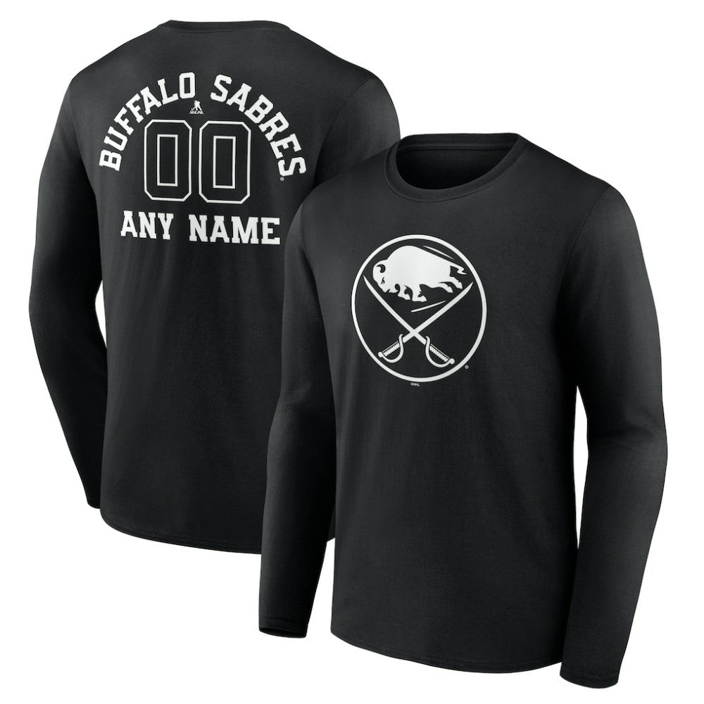 Buffalo Sabres Personalized Name & Number Monochrome Long Sleeve T-Shirt - Black | US 201281434