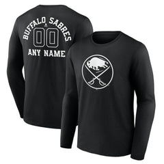 Buffalo Sabres Personalized Name & Number Monochrome Long Sleeve T-Shirt - Black | US 201281434